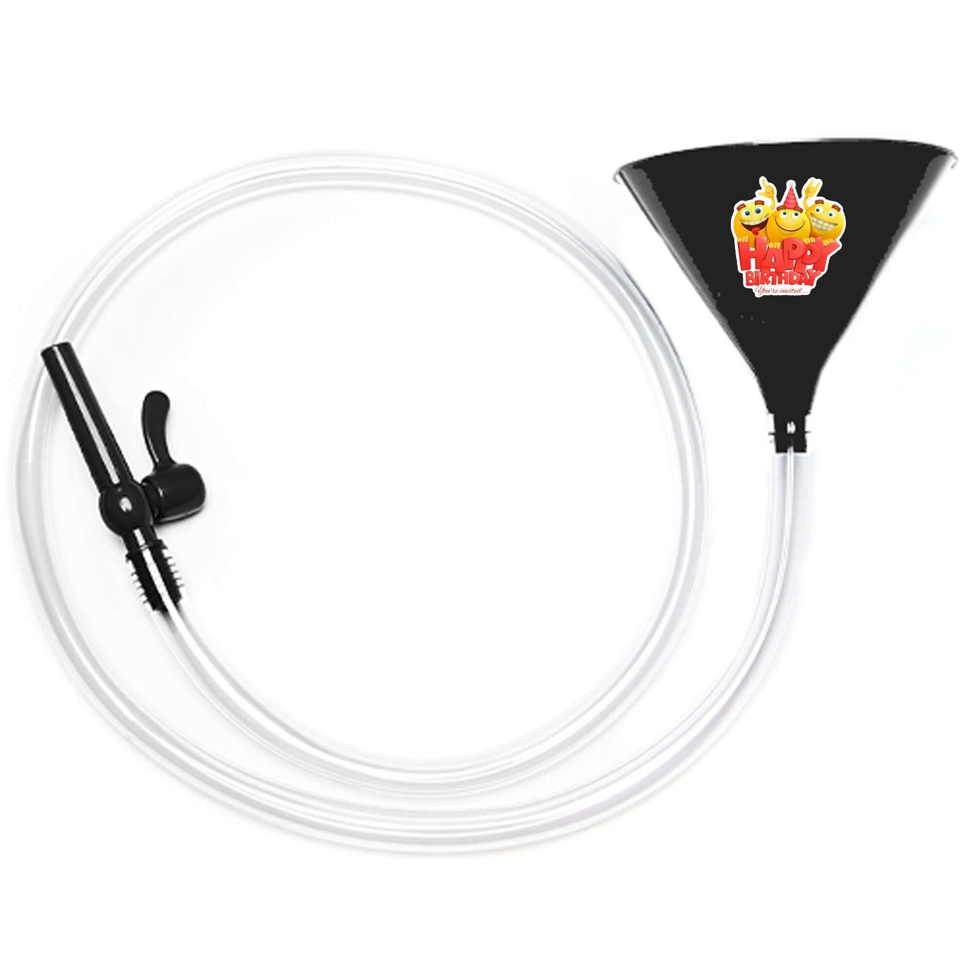 Black Happy Birthday Emoji Funnel Valve 6 ft