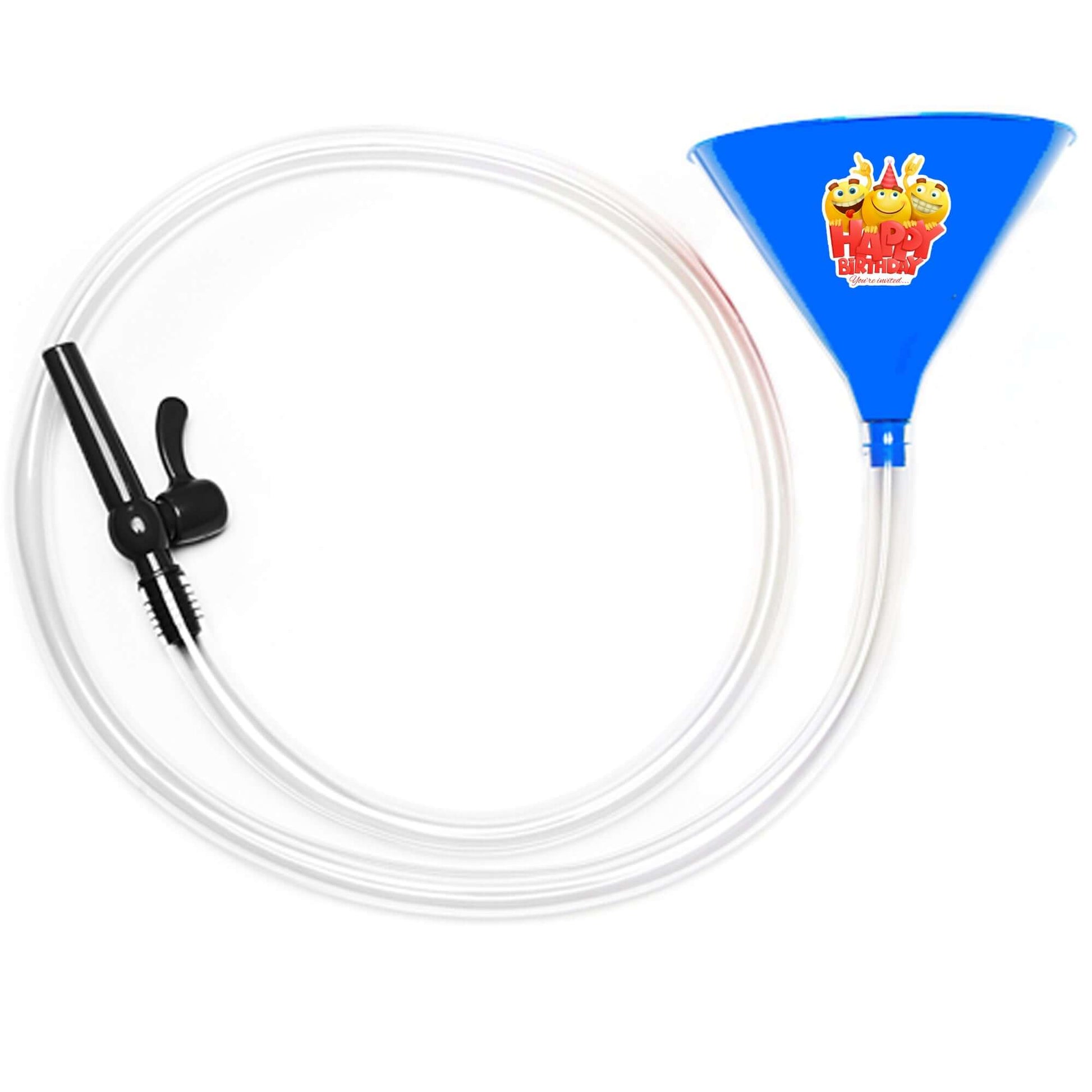 Blue Happy Birthday Emoji Funnel Valve 6 ft