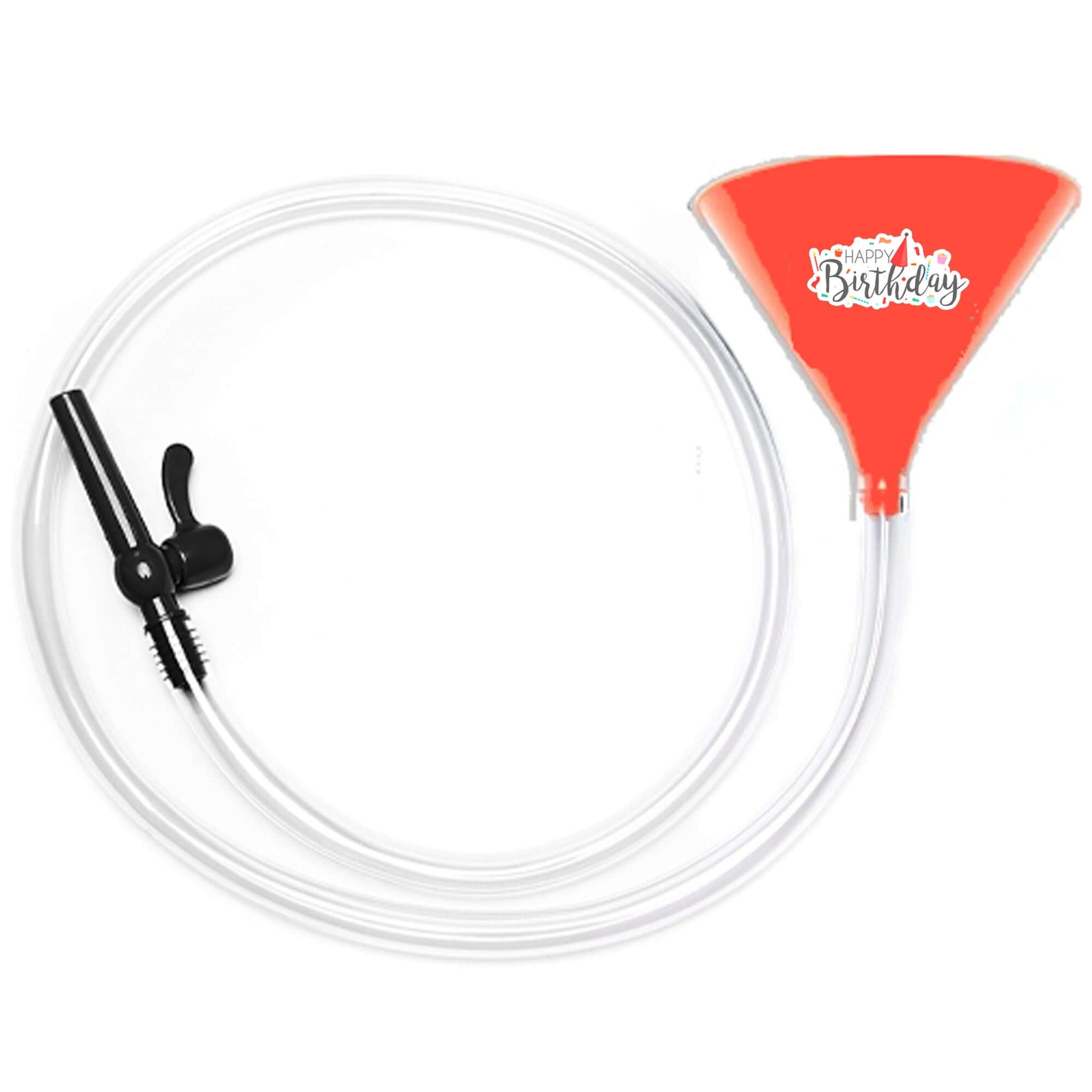 Orange Happy Birthday Beer Bong Valve 6 ft