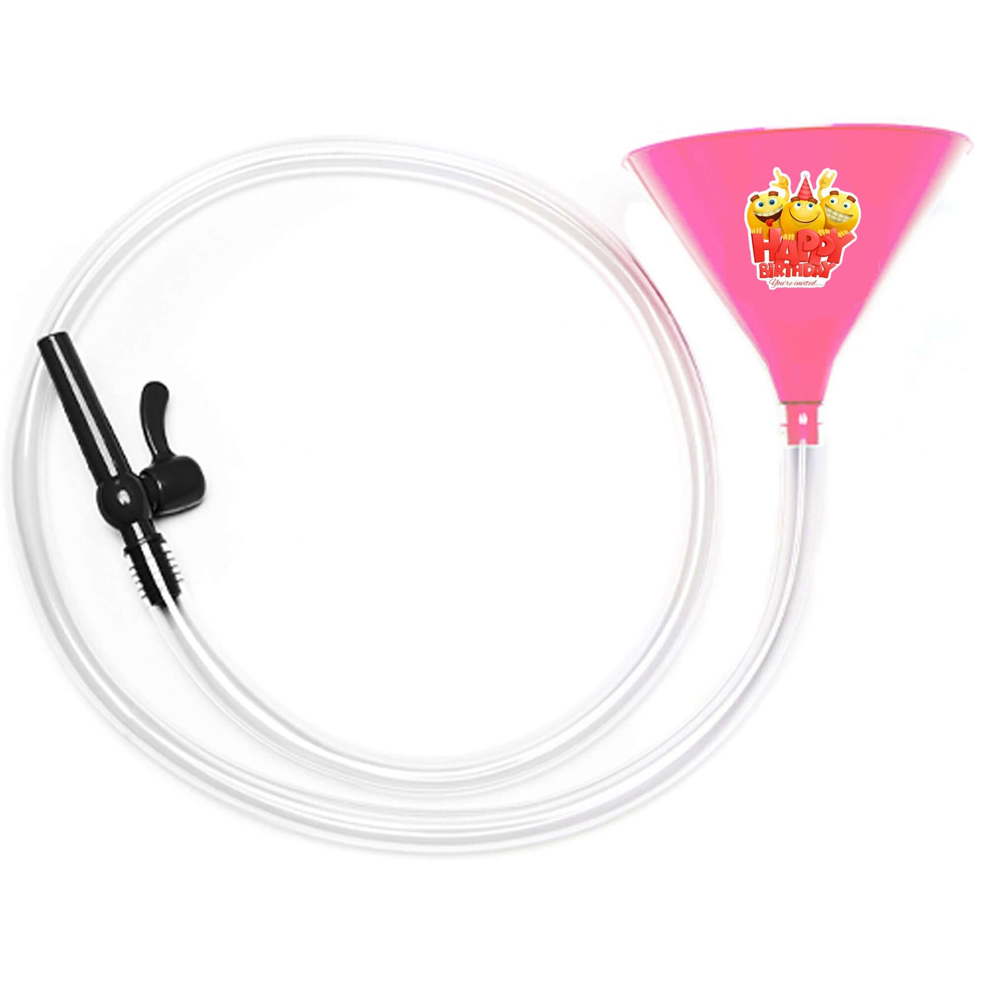 Pink Happy Birthday Emoji Funnel Valve 6 ft