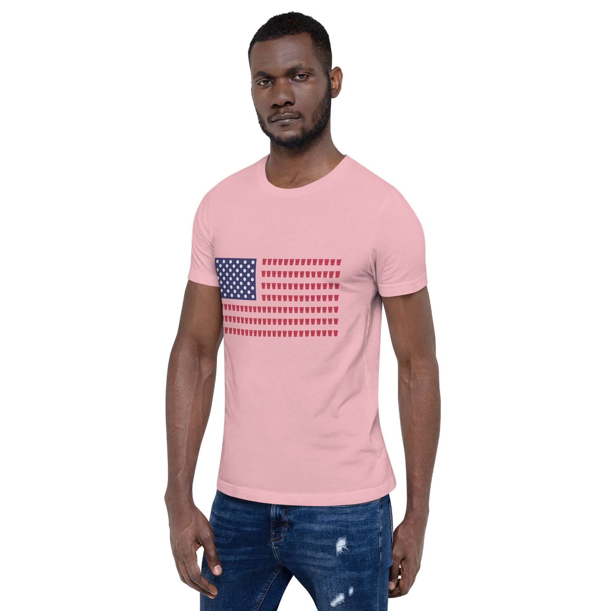 Beer Pong USA Flag - Unisex t-shirt - Pink Model 1