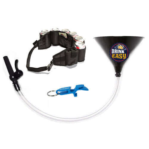 Beer Bong Party Pack Black Funnel Black Belt