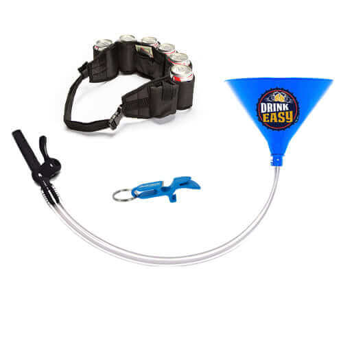 Beer Bong Party Pack Blue Funnel Black Belt