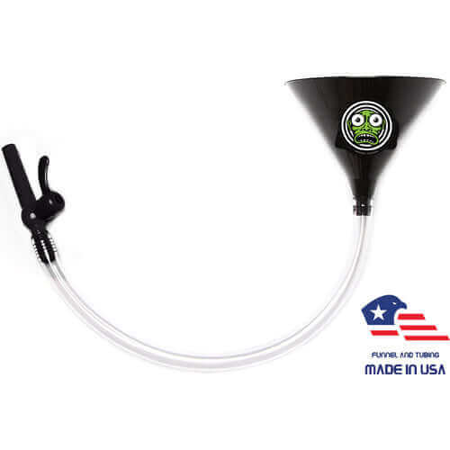 green face - black beer funnel