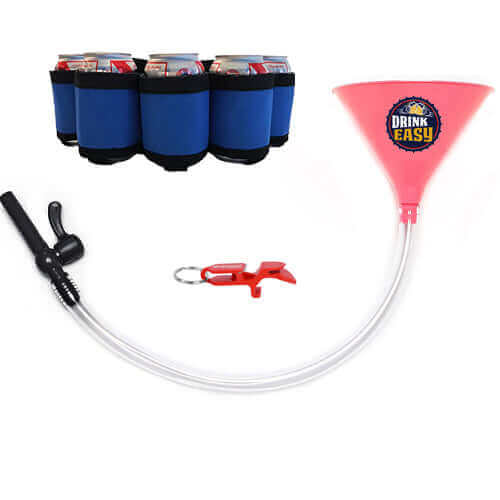 Beer Bong Party Pack Pink Funnel Blue Belt 4