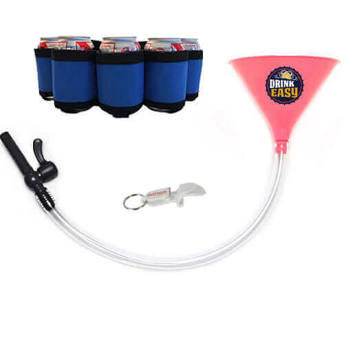 Beer Bong Party Pack Pink Funnel Blue Belt 3