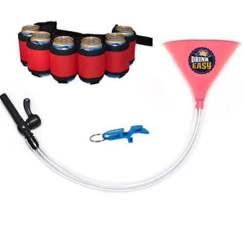 Beer Bong Party Pack Pink Funnel Red Belt 1