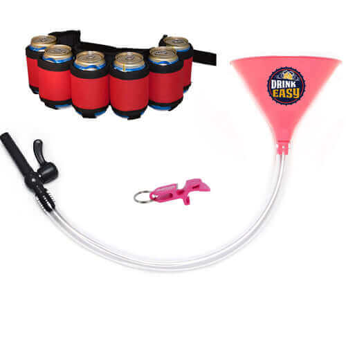 Beer Bong Party Pack Pink Funnel Red Belt 3