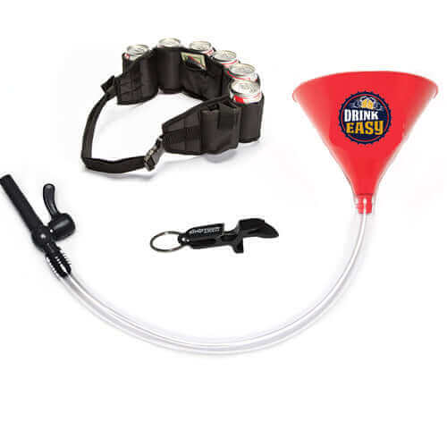 Beer Bong Party Pack Red Funnel Black Belt