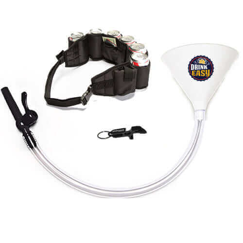 Beer Bong Party Pack White Funnel Black Belt