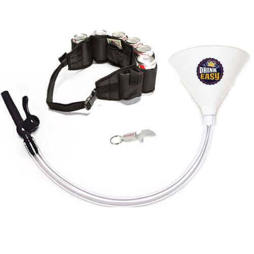 Beer Bong Party Pack White Funnel Black Belt 4