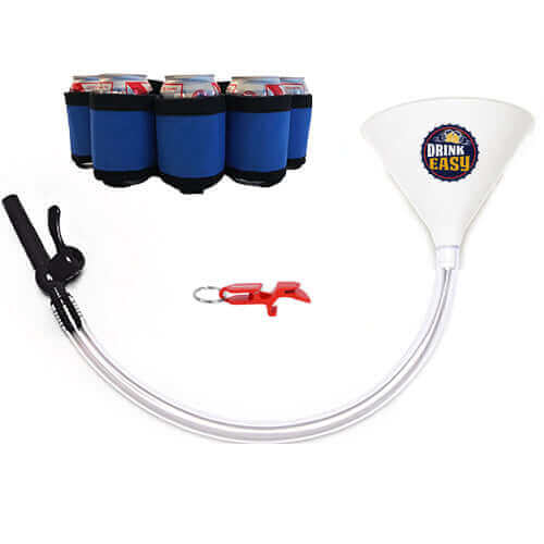 Beer Bong Party Pack White Funnel Blue Belt 2