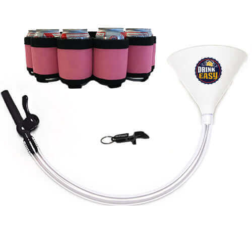 Beer Bong Party Pack White Funnel Pink Belt