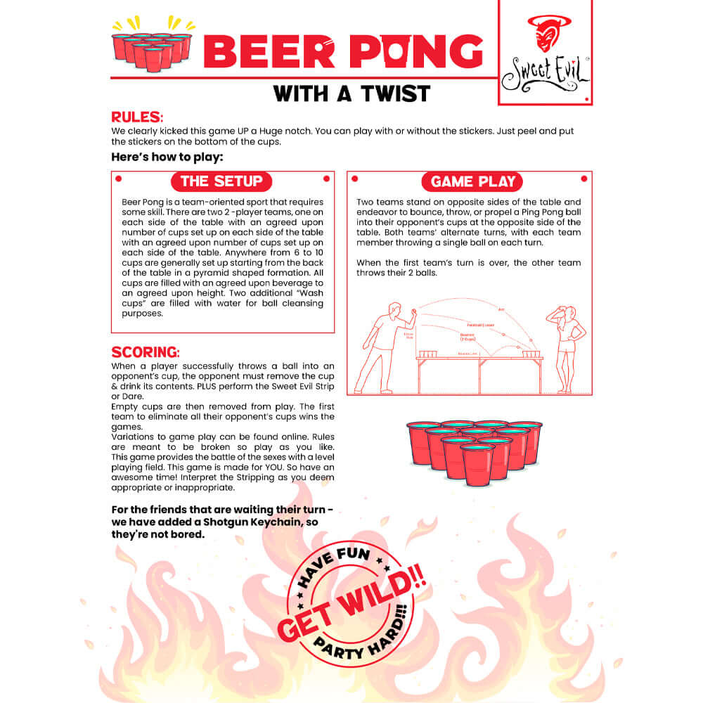 Beer Pong Set - Strip Beer Pong - Front View