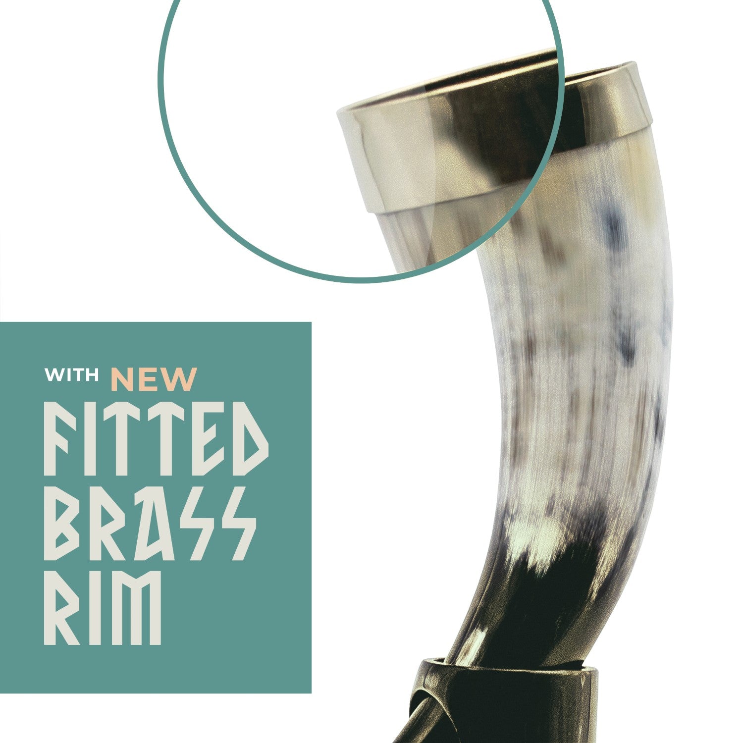 Horn with brass rim on a white background