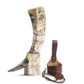 Horned boot with leather strap on a white background