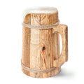 Wooden mug with a handle, tied with twine on a white background
