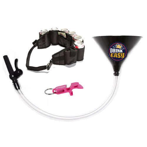 Beer Bong Party Pack Black Funnel Pink Keychain