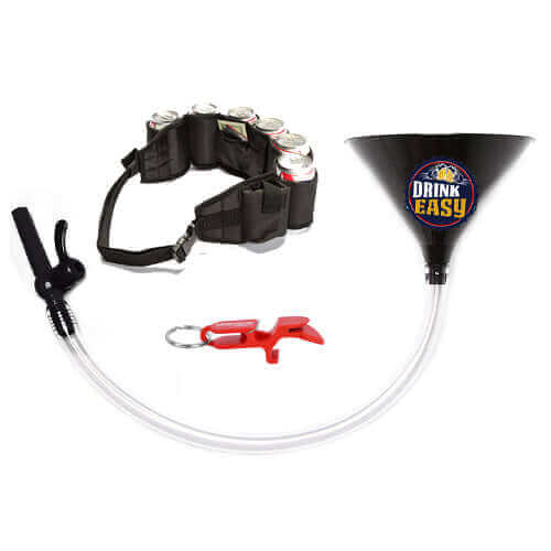Beer Bong Party Pack Black Funnel Red Keychain