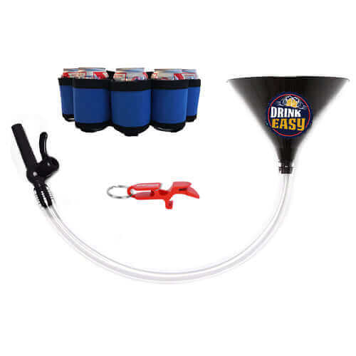 Beer Bong Party Pack Black Funnel Red Keychain