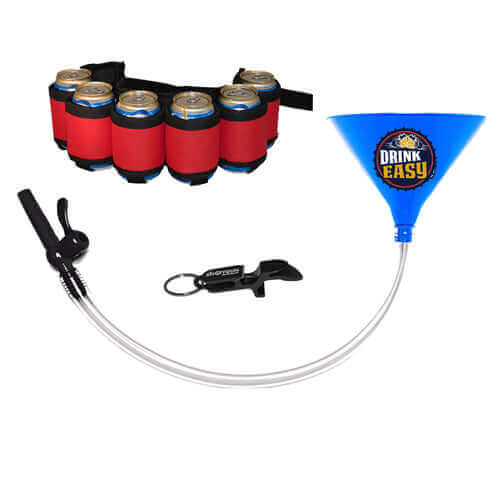 Beer Bong Party Pack Blue Funnel Red Belt