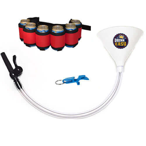 Beer Bong Party Pack White Funnel Red Belt 1