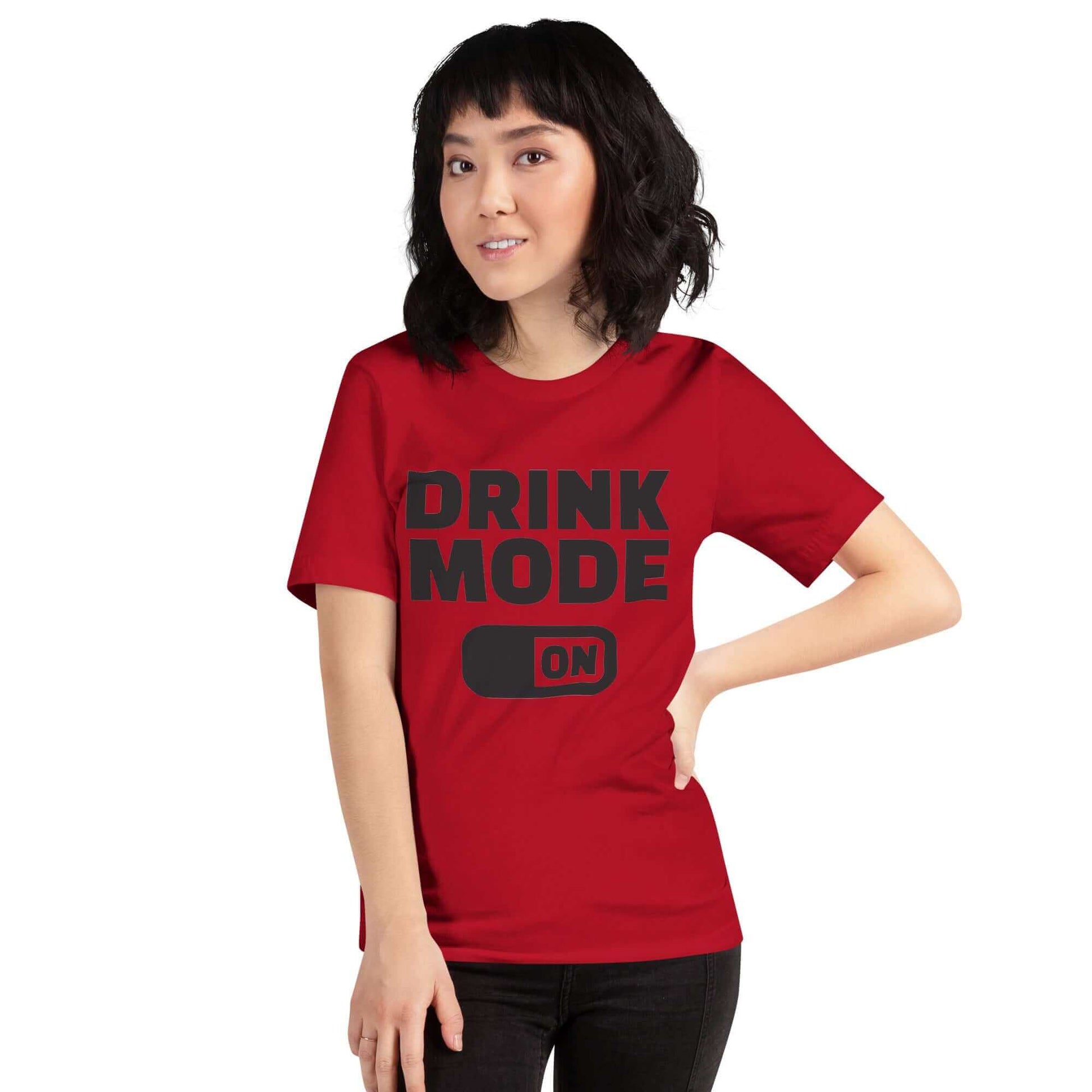 Drink Mode On - Unisex t-shirt Red Model 1